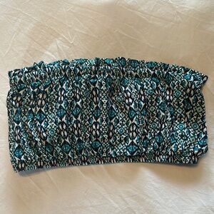 Aqua by Bloomingdale’s Teal and Navy Bandeau Top Size Medium